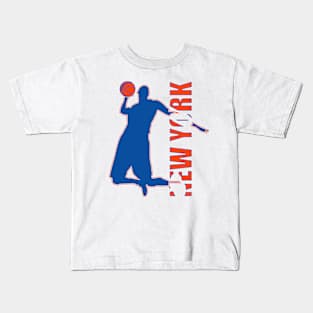 New York Basketball Orange and Blue Team Color Kids T-Shirt